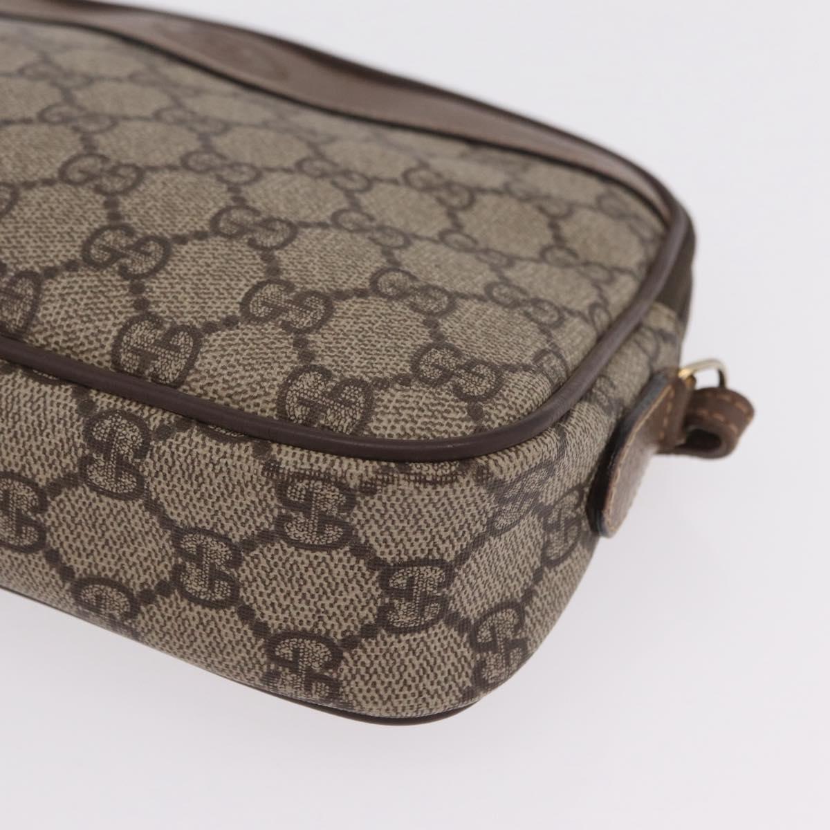 GUCCI GG Supreme Shoulder Bag PVC Beige Gold Auth 202517
