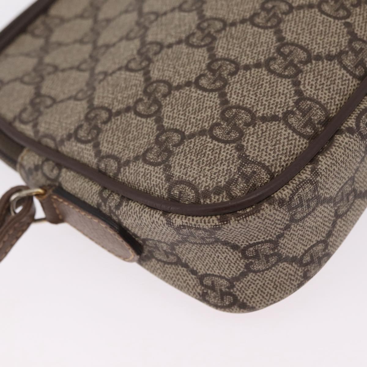 GUCCI GG Supreme Shoulder Bag PVC Beige Gold Auth 202517