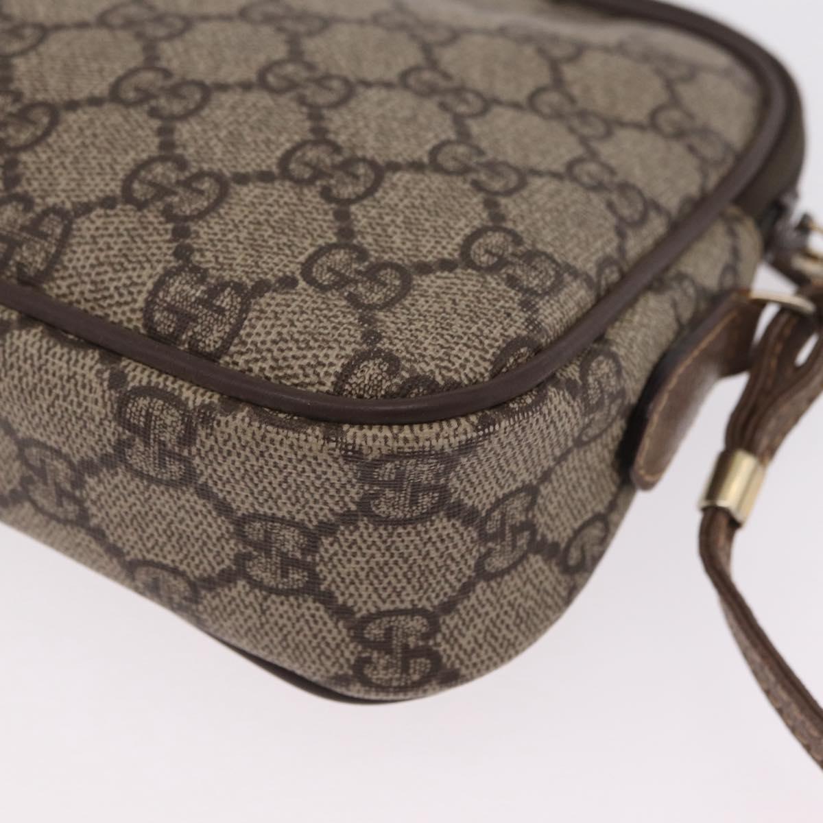GUCCI GG Supreme Shoulder Bag PVC Beige Gold Auth 202517