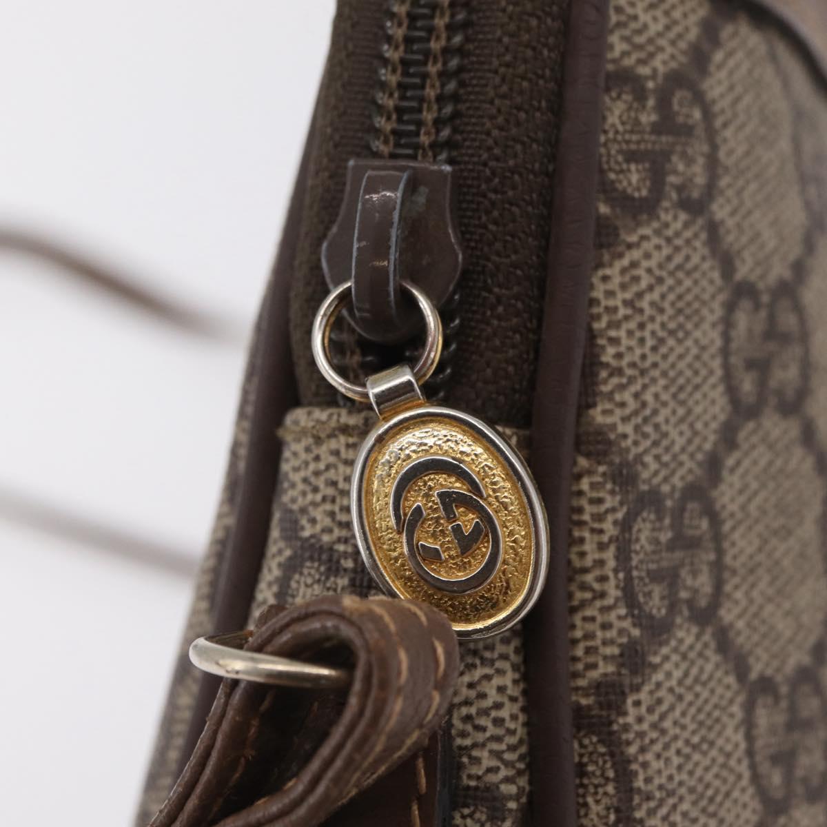 GUCCI GG Supreme Shoulder Bag PVC Beige Gold Auth 202517
