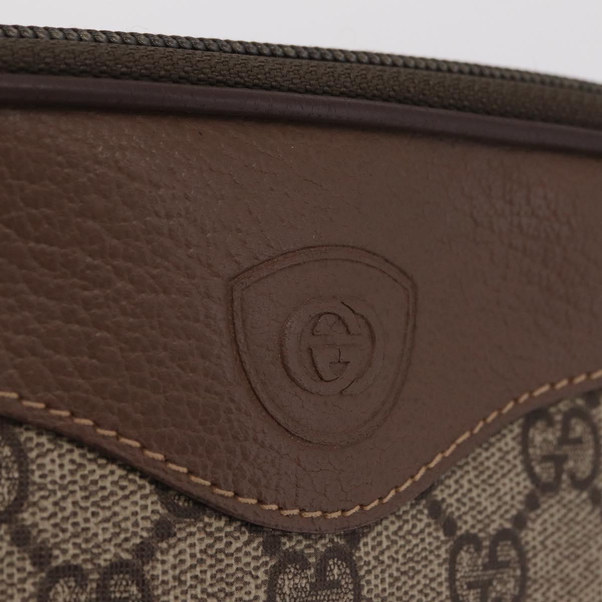 GUCCI GG Supreme Shoulder Bag PVC Beige Gold Auth 202517