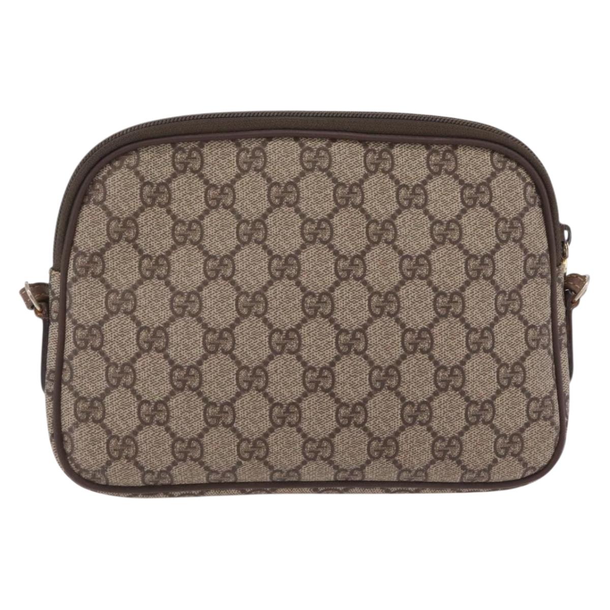 GUCCI GG Supreme Shoulder Bag PVC Beige Gold Auth 202517