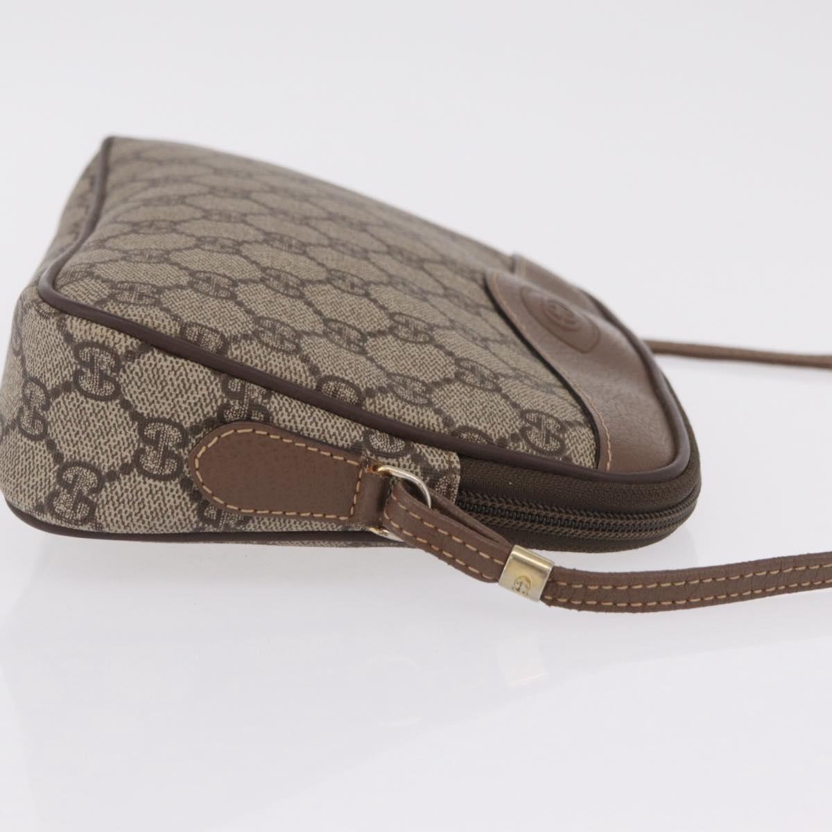 GUCCI GG Supreme Shoulder Bag PVC Beige Gold Auth 202517