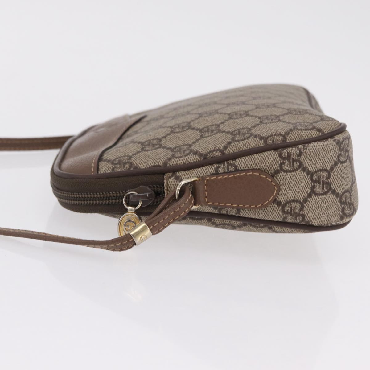 GUCCI GG Supreme Shoulder Bag PVC Beige Gold Auth 202517