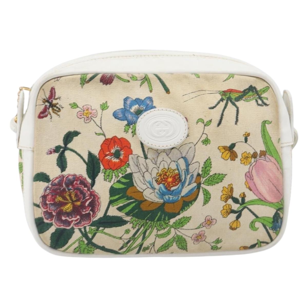 GUCCI Flora Shoulder Bag Canvas Multicolor Gold 007 113 0068 Auth 202519