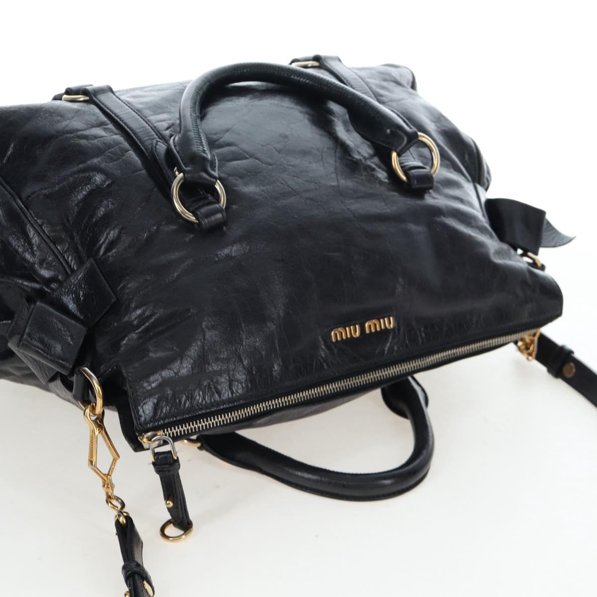 Miu Miu Hand Bag Vitellolux 2way Black Gold Auth 202521M