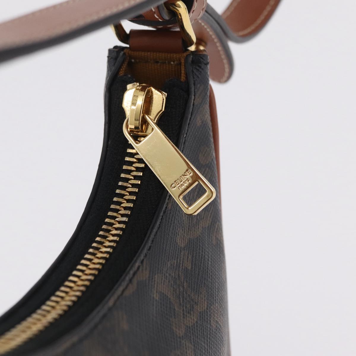 CELINE Triomphe Mini Ava Pouch PVC Black Gold Auth 202524M