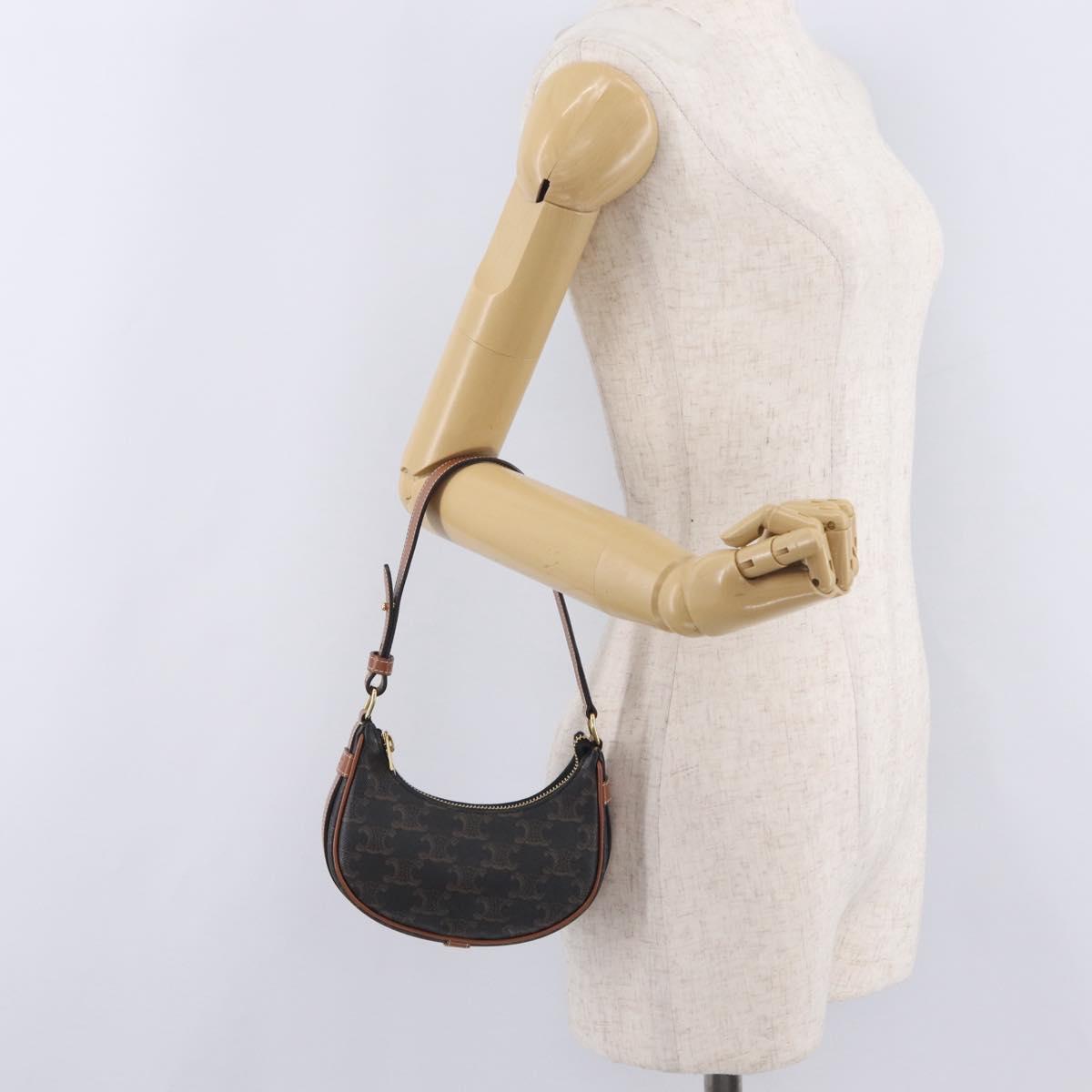CELINE Triomphe Mini Ava Pouch PVC Black Gold Auth 202524M