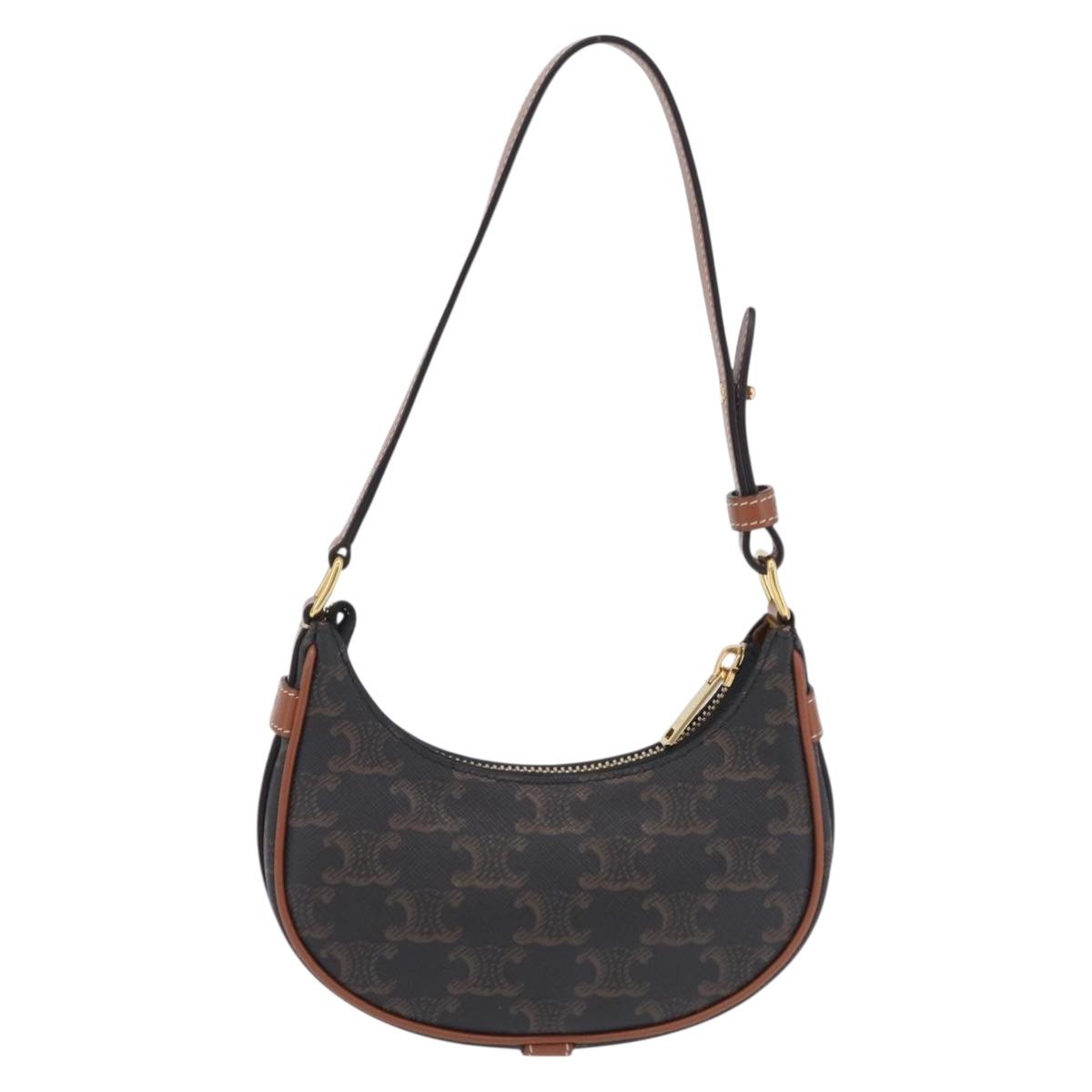 CELINE Triomphe Mini Ava Pouch PVC Black Gold Auth 202524M
