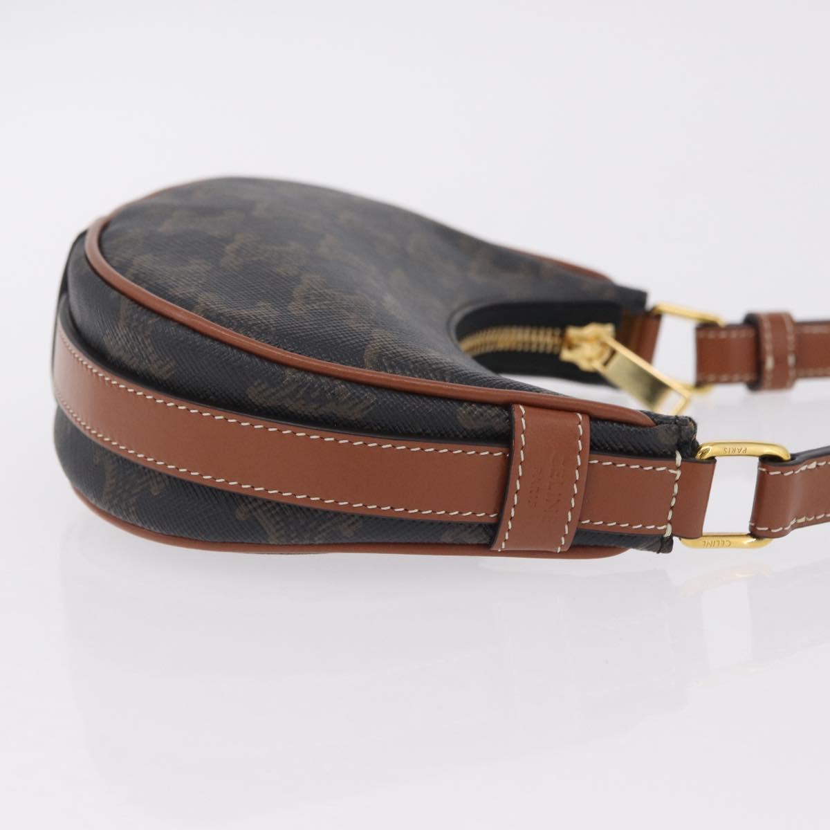 CELINE Triomphe Mini Ava Pouch PVC Black Gold Auth 202524M
