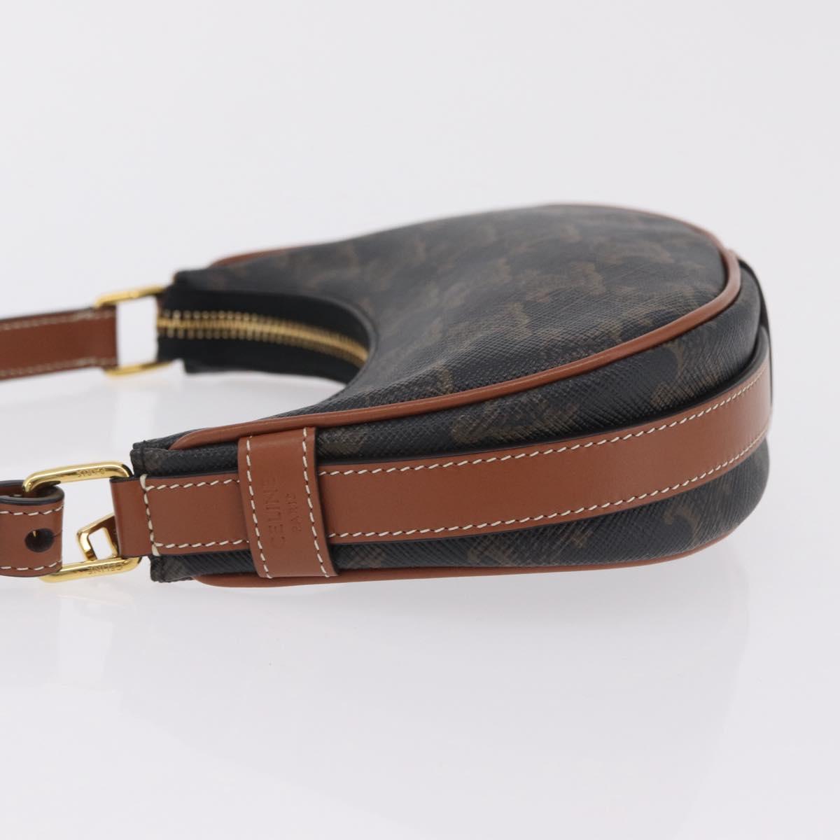 CELINE Triomphe Mini Ava Pouch PVC Black Gold Auth 202524M