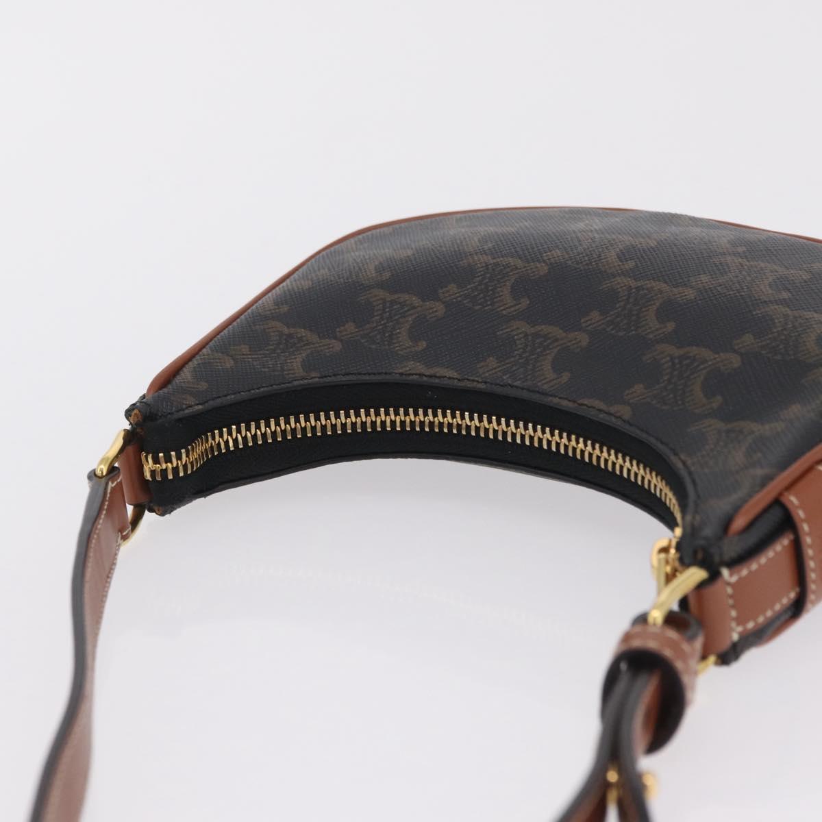 CELINE Triomphe Mini Ava Pouch PVC Black Gold Auth 202524M