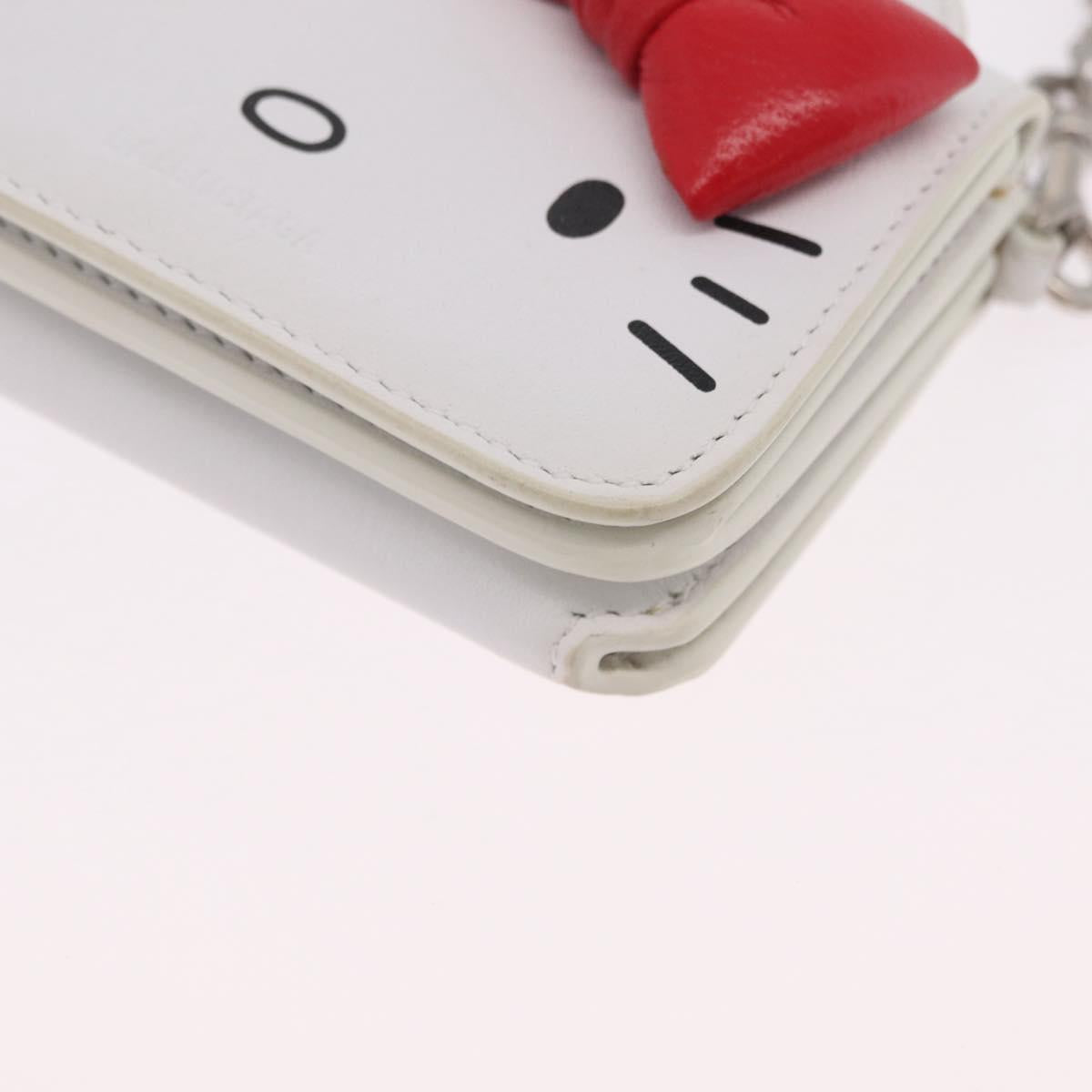 Balenciaga Chain Shoulder Compact Wallet Leather 2way White 623241 Auth 202531M