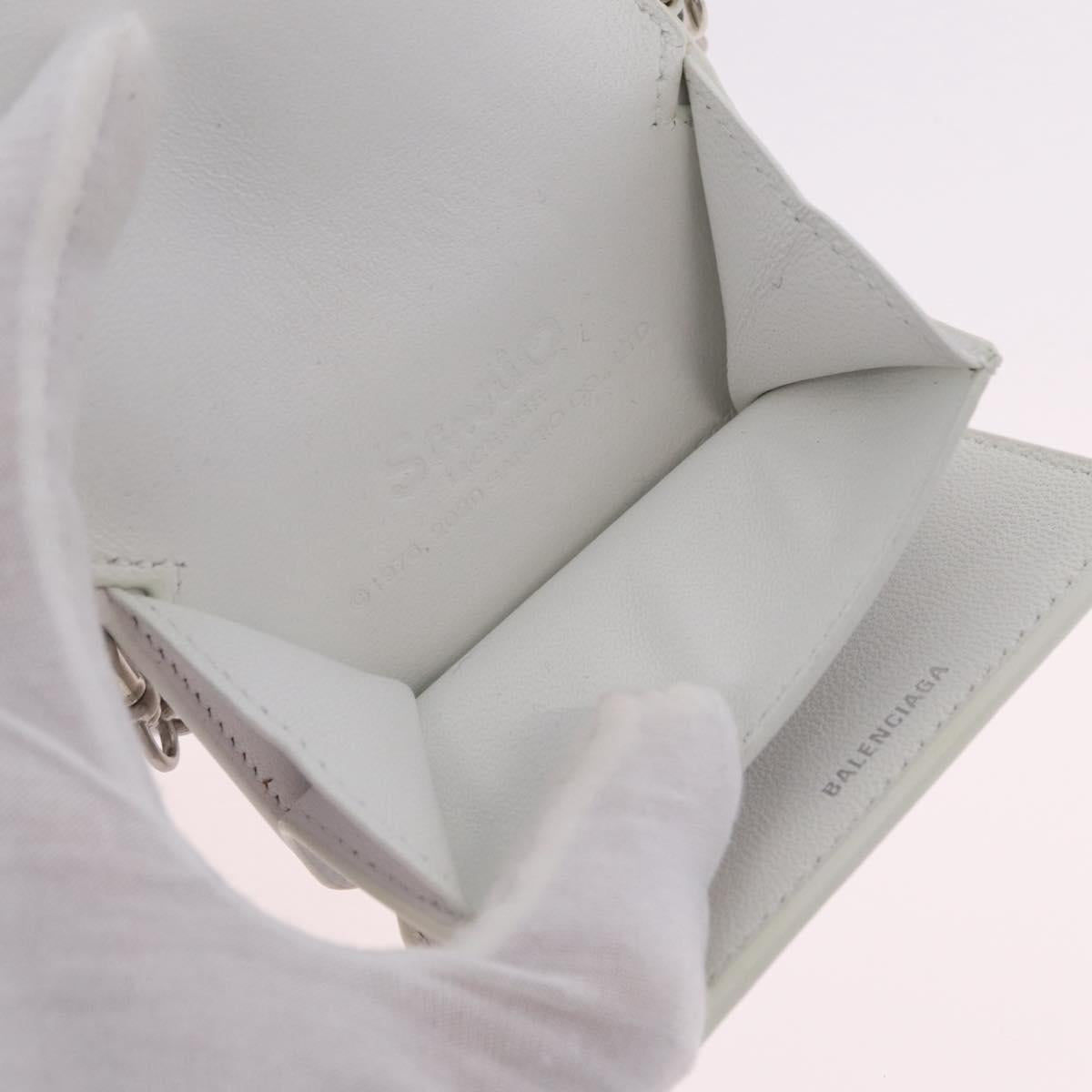 Balenciaga Chain Shoulder Compact Wallet Leather 2way White 623241 Auth 202531M