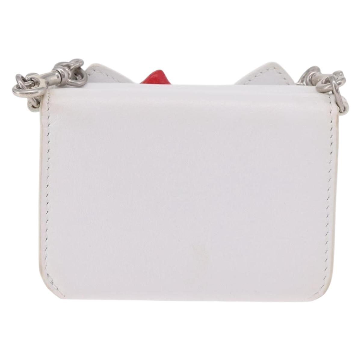 Balenciaga Chain Shoulder Compact Wallet Leather 2way White 623241 Auth 202531M