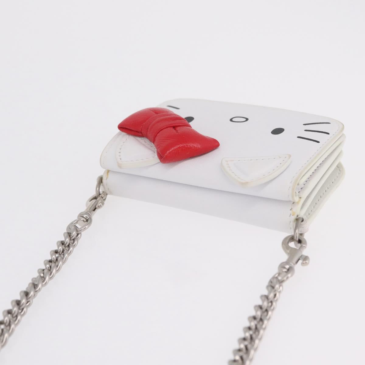 Balenciaga Chain Shoulder Compact Wallet Leather 2way White 623241 Auth 202531M