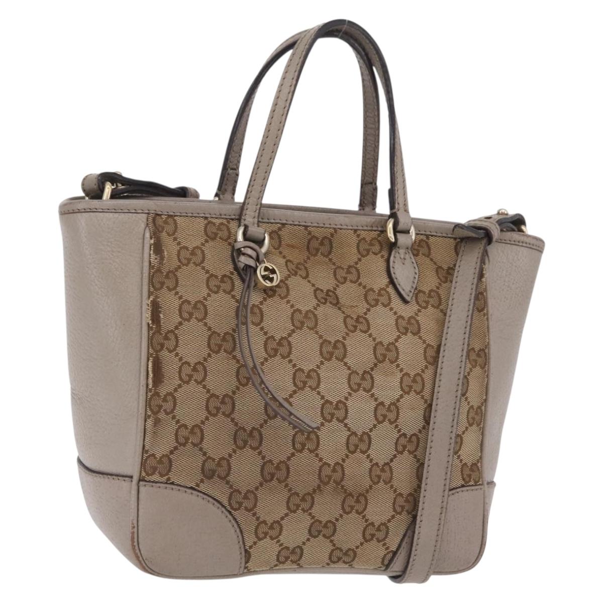 GUCCI GG Canvas Hand Bag 2way Beige Gold 353121 Auth 202533