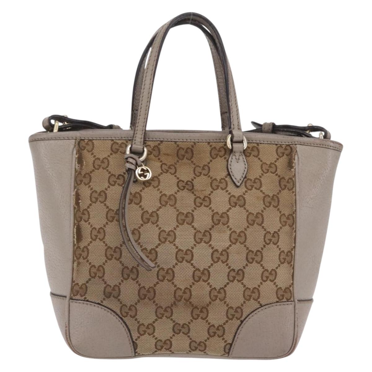 GUCCI GG Canvas Hand Bag 2way Beige Gold 353121 Auth 202533