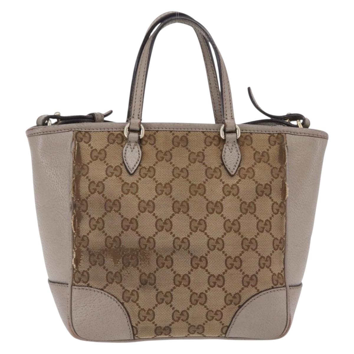 GUCCI GG Canvas Hand Bag 2way Beige Gold 353121 Auth 202533