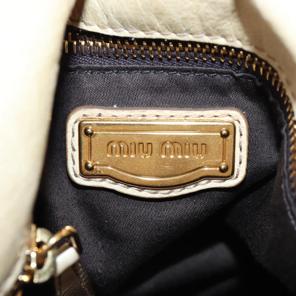 Miu Miu Hand Bag Vitellolux 2way Beige Gold Auth 202535M