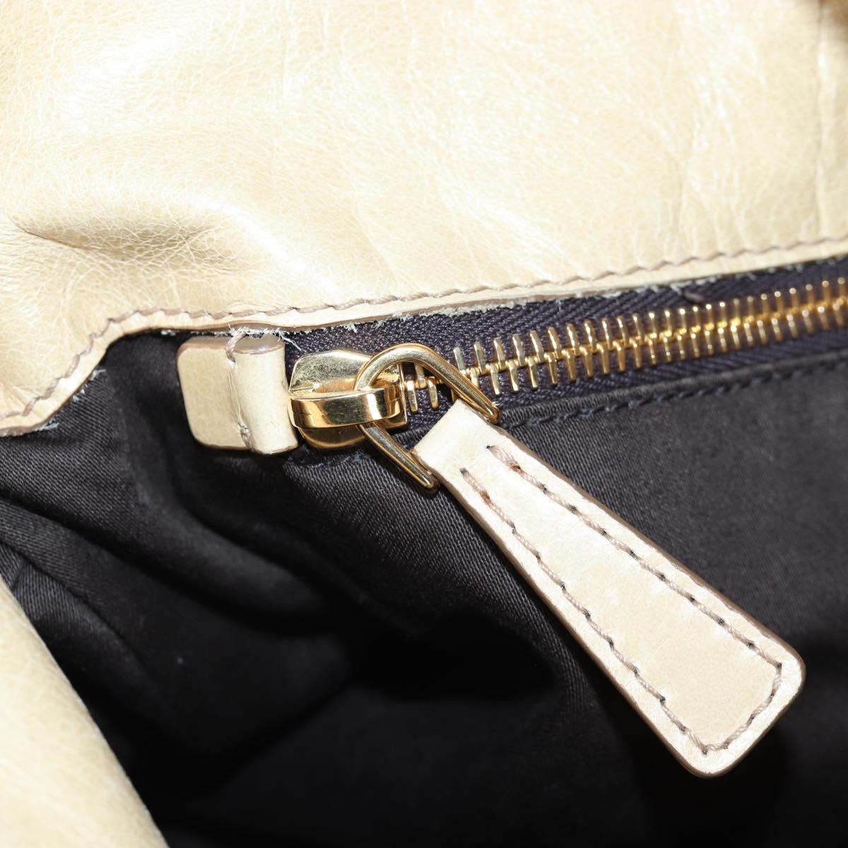 Miu Miu Hand Bag Vitellolux 2way Beige Gold Auth 202535M