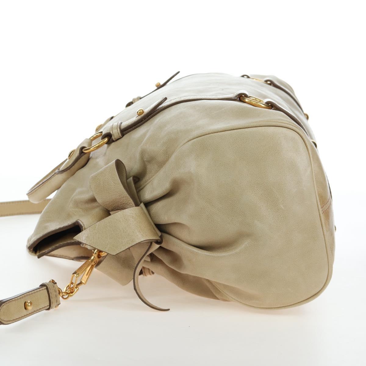 Miu Miu Hand Bag Vitellolux 2way Beige Gold Auth 202535M
