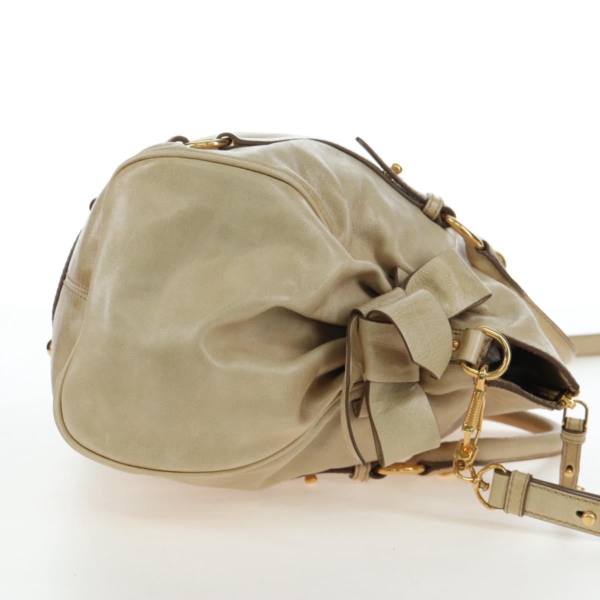 Miu Miu Hand Bag Vitellolux 2way Beige Gold Auth 202535M