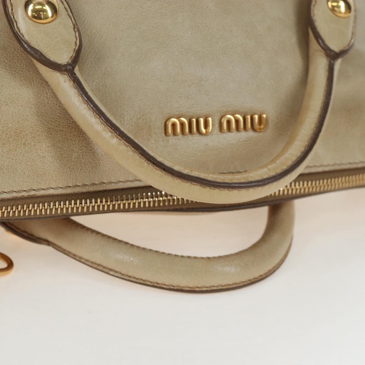 Miu Miu Hand Bag Vitellolux 2way Beige Gold Auth 202535M