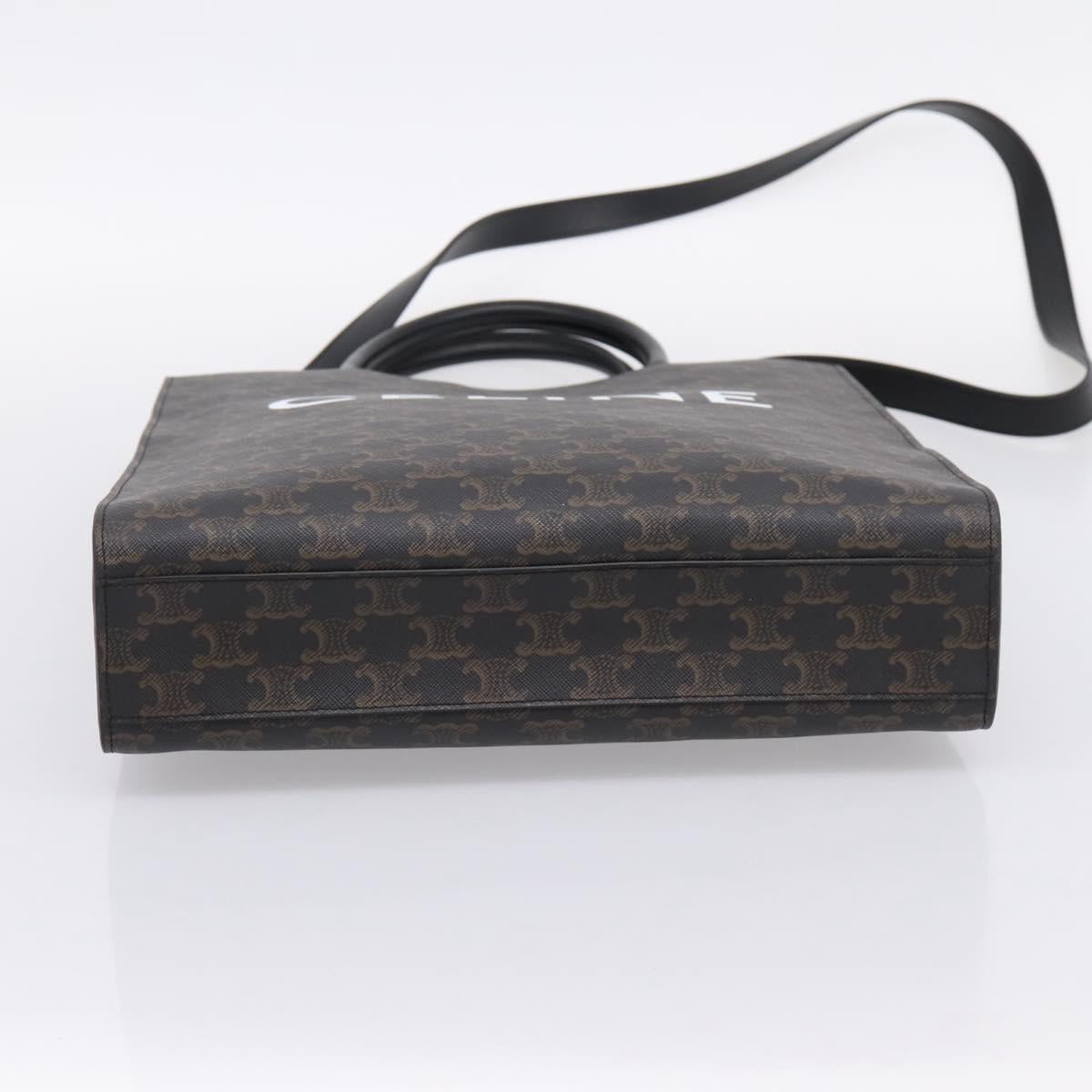 CELINE Triomphe Vertical Cabas Hand Bag PVC Black Gold Auth 202581V