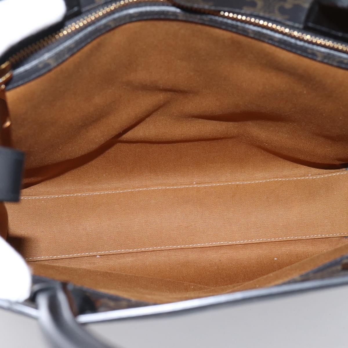 CELINE Triomphe Vertical Cabas Hand Bag PVC Black Gold Auth 202581V