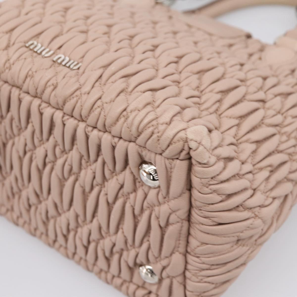 Miu Miu Matelasse Chain Shoulder Bag Leather 2way Pink Silver Auth 202582V