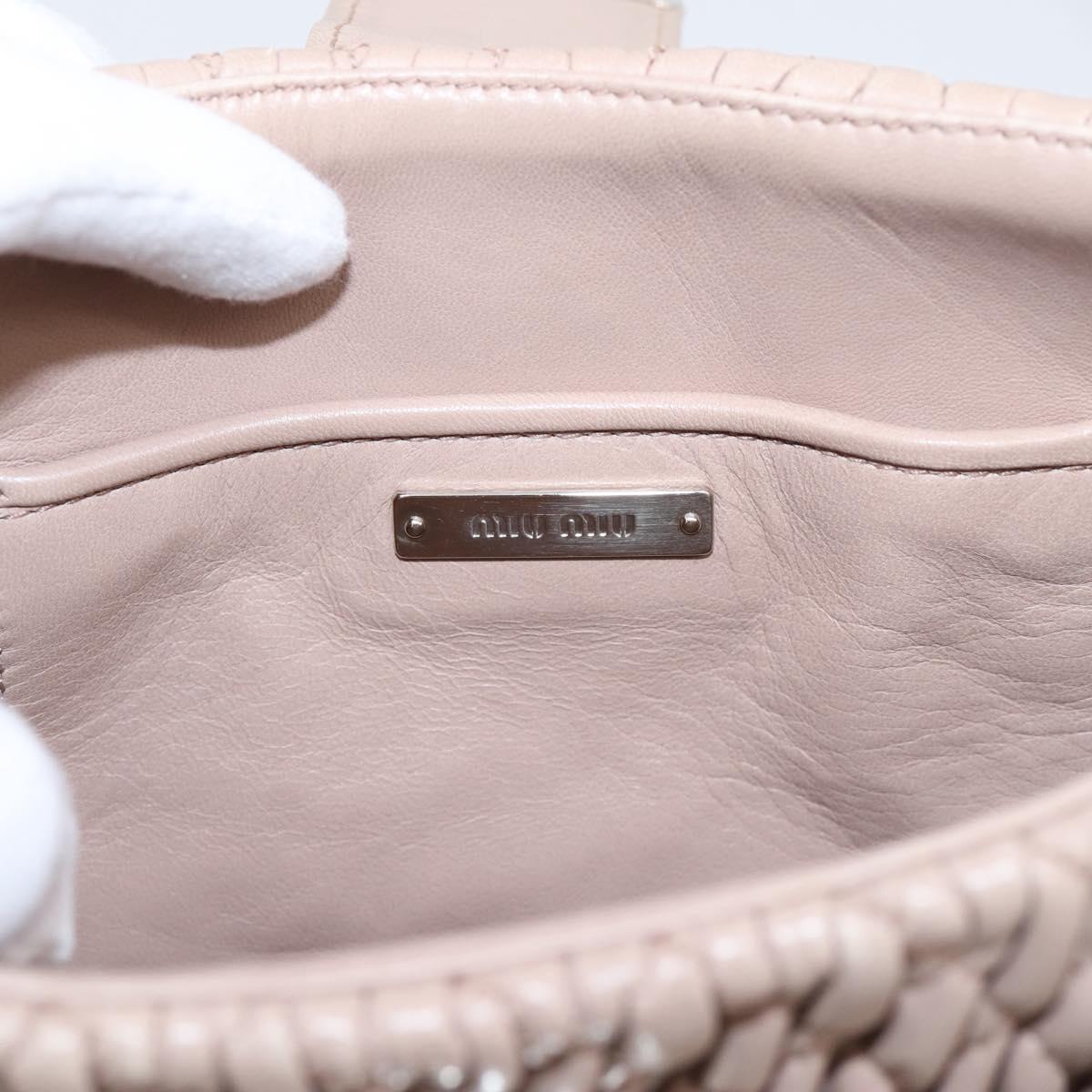 Miu Miu Matelasse Chain Shoulder Bag Leather 2way Pink Silver Auth 202582V