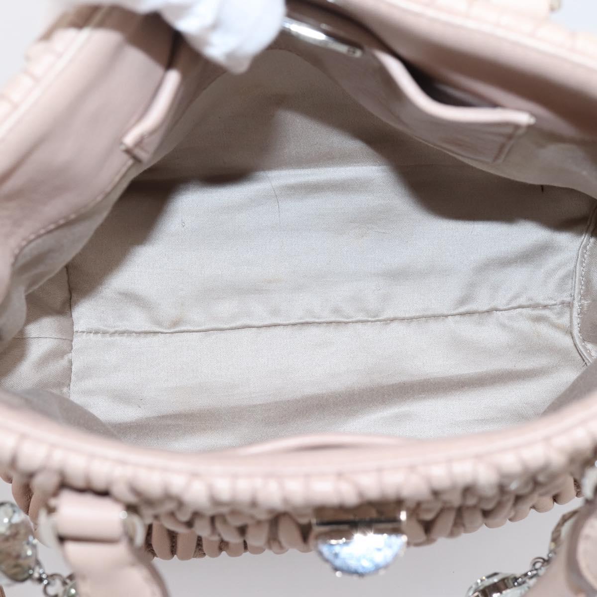Miu Miu Matelasse Chain Shoulder Bag Leather 2way Pink Silver Auth 202582V