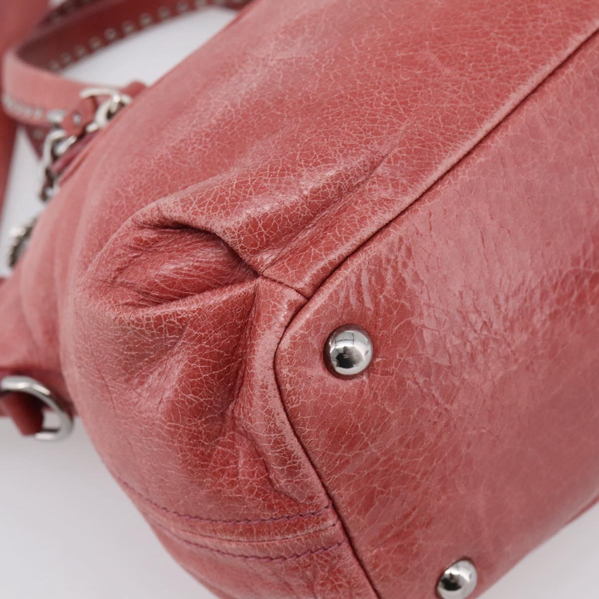 Miu Miu Vitellolux Hand Bag Leather 2way Pink Silver Auth 202584V