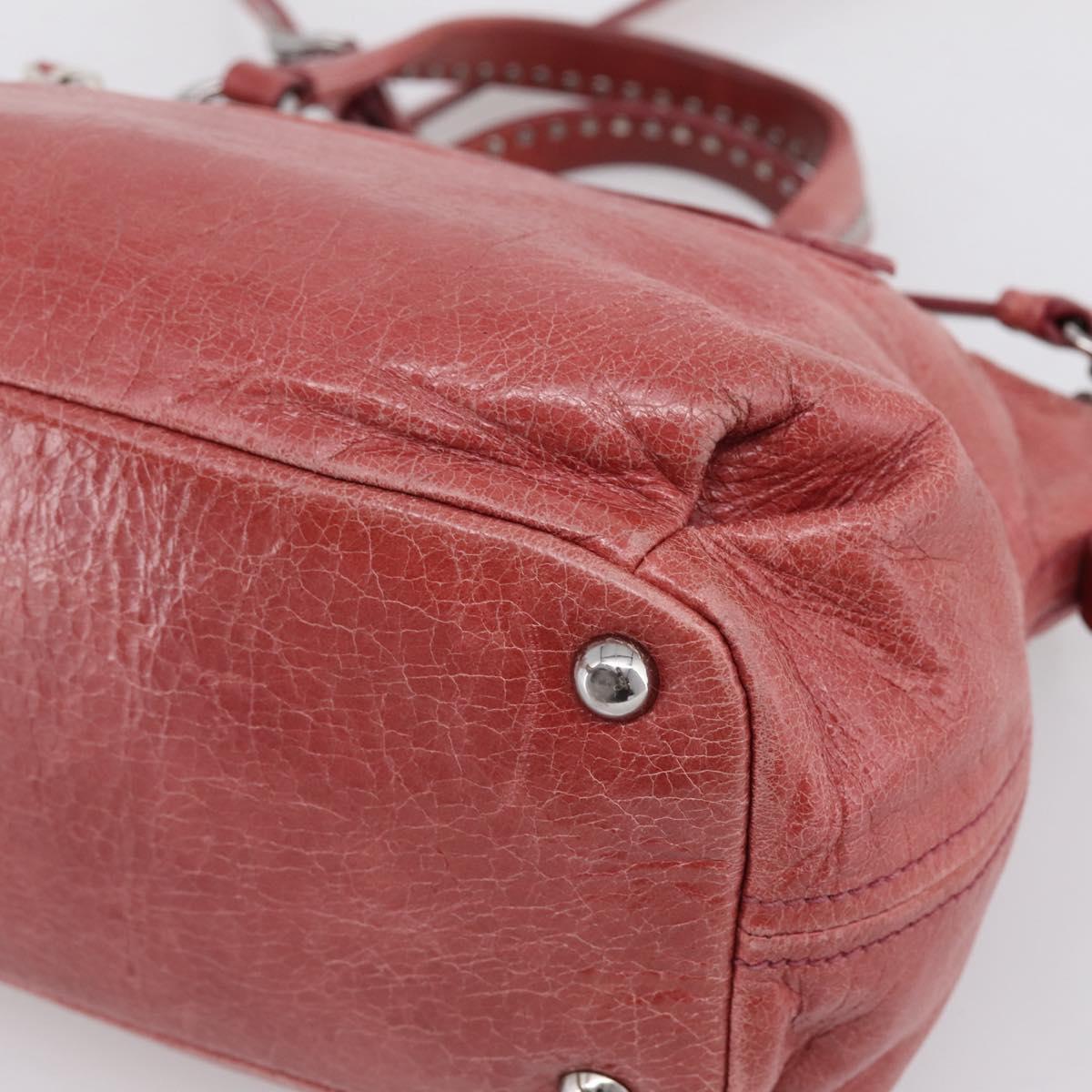 Miu Miu Vitellolux Hand Bag Leather 2way Pink Silver Auth 202584V