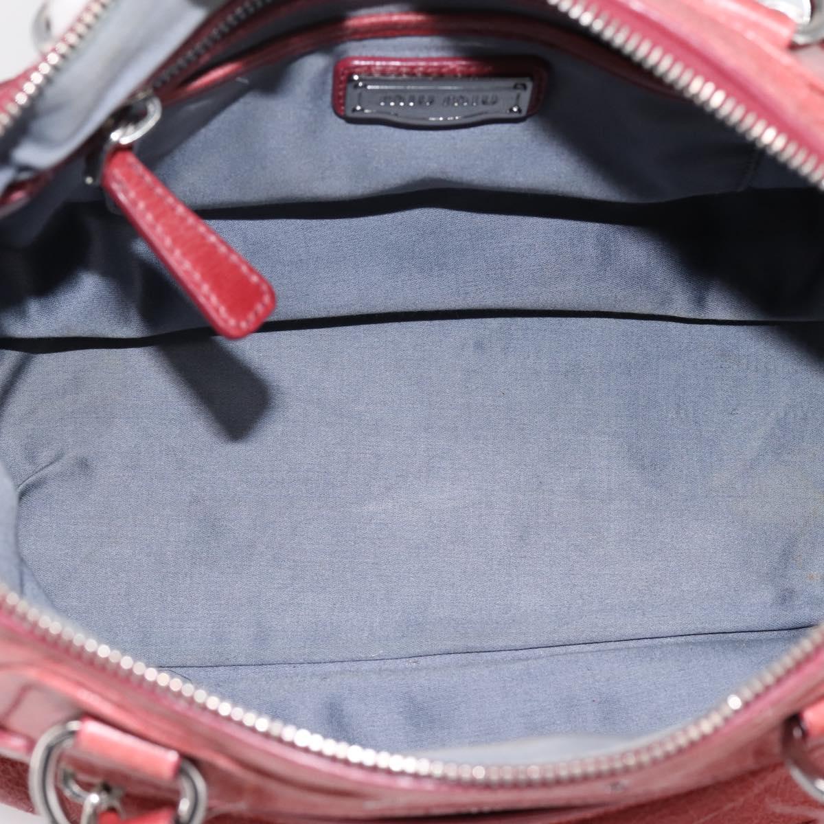 Miu Miu Vitellolux Hand Bag Leather 2way Pink Silver Auth 202584V