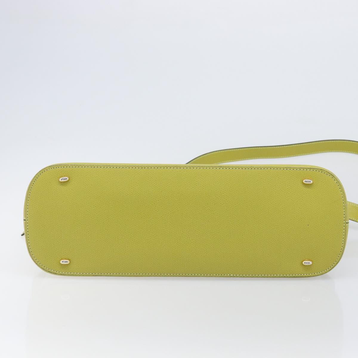 CELINE Hand Bag Leather 2way Green Gold Tone Auth 202586