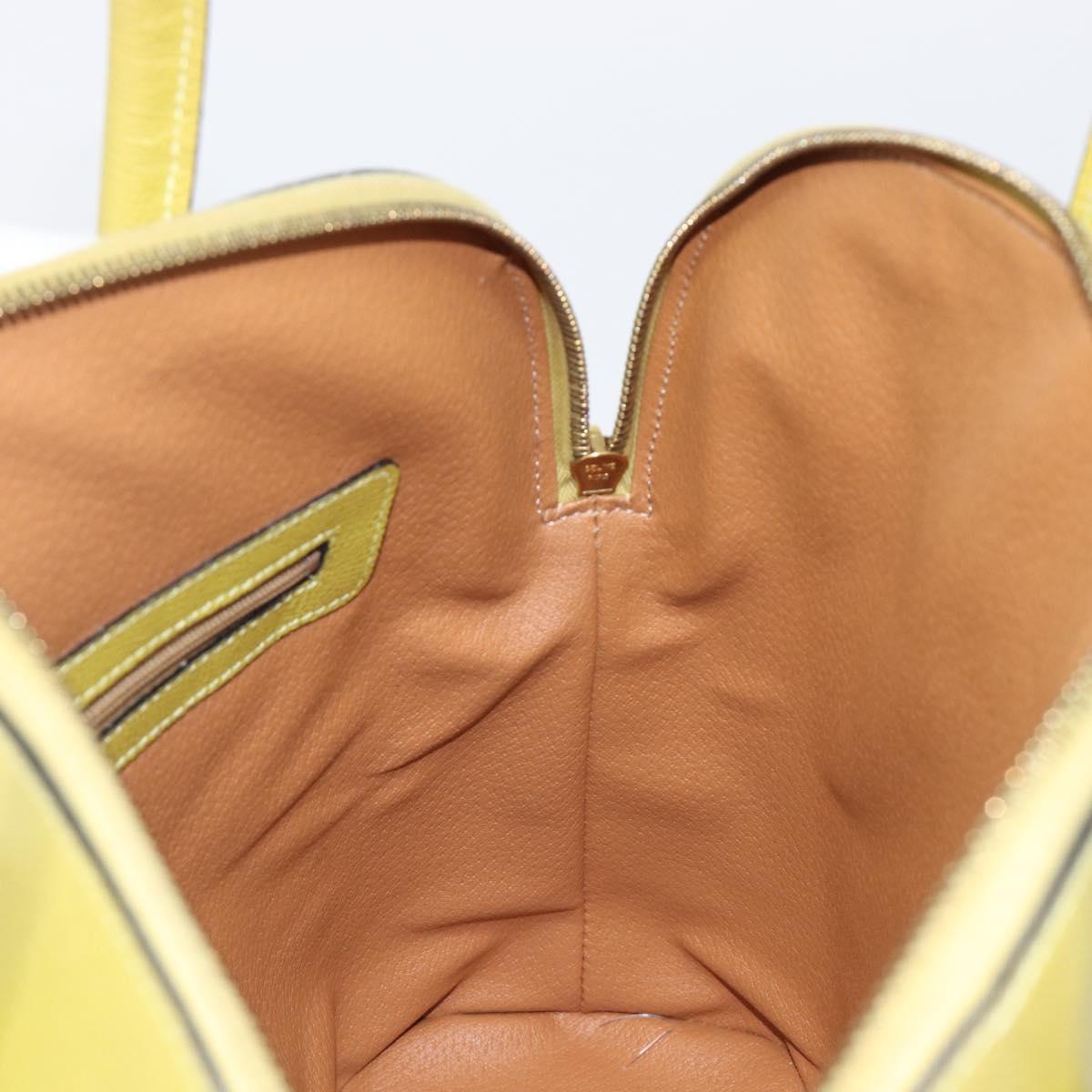CELINE Hand Bag Leather 2way Green Gold Tone Auth 202586