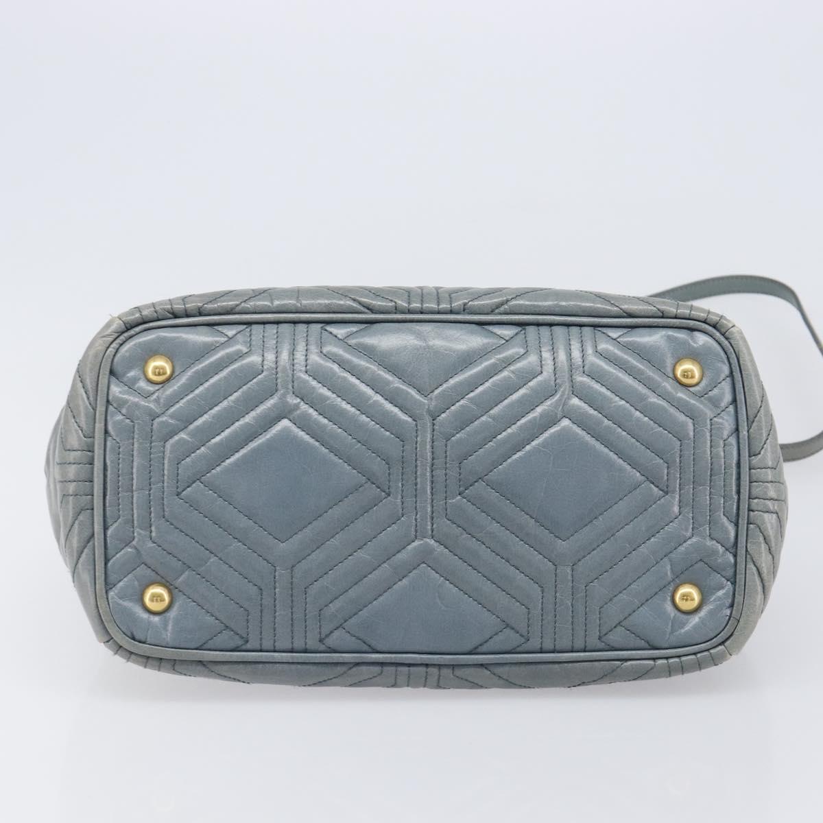 Miu Miu Vitellolux Hand Bag Leather 2way Gray Gold Tone Auth 202588V