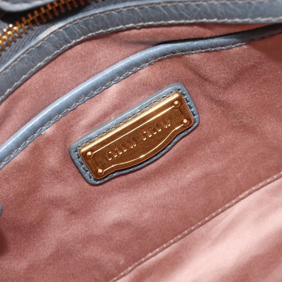 Miu Miu Vitellolux Hand Bag Leather 2way Gray Gold Tone Auth 202588V