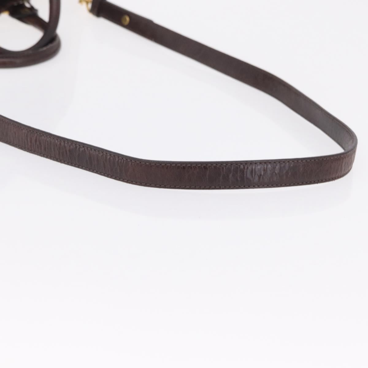 Miu Miu Hand Bag Vitellolux 2way Dark Brown Gold Auth 202590V