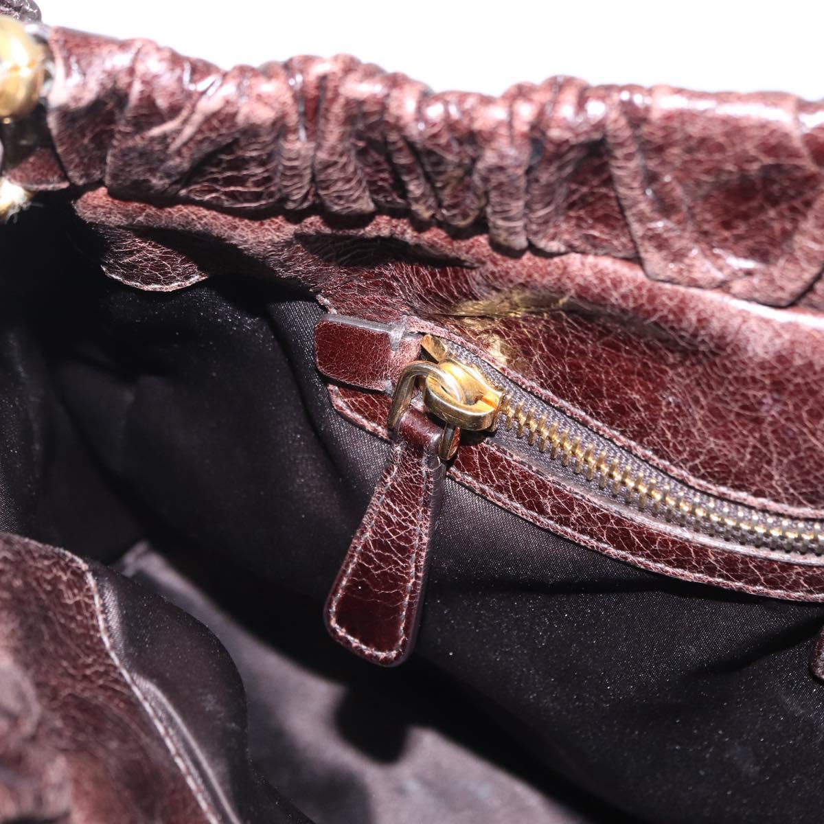 Miu Miu Hand Bag Vitellolux 2way Dark Brown Gold Auth 202590V