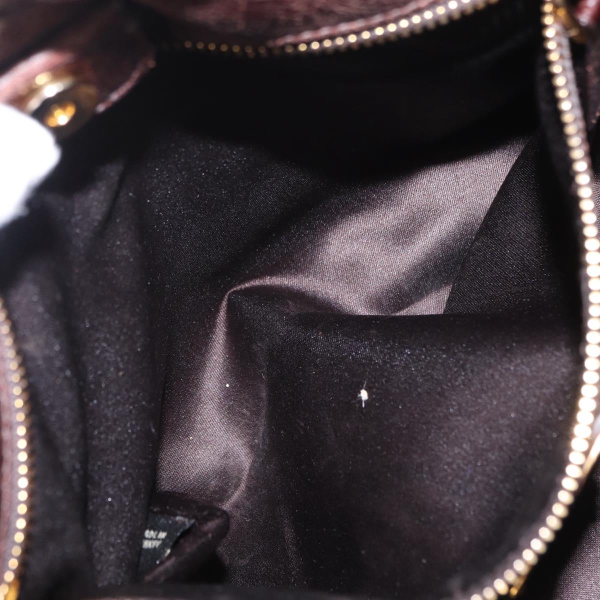 Miu Miu Hand Bag Vitellolux 2way Dark Brown Gold Auth 202590V