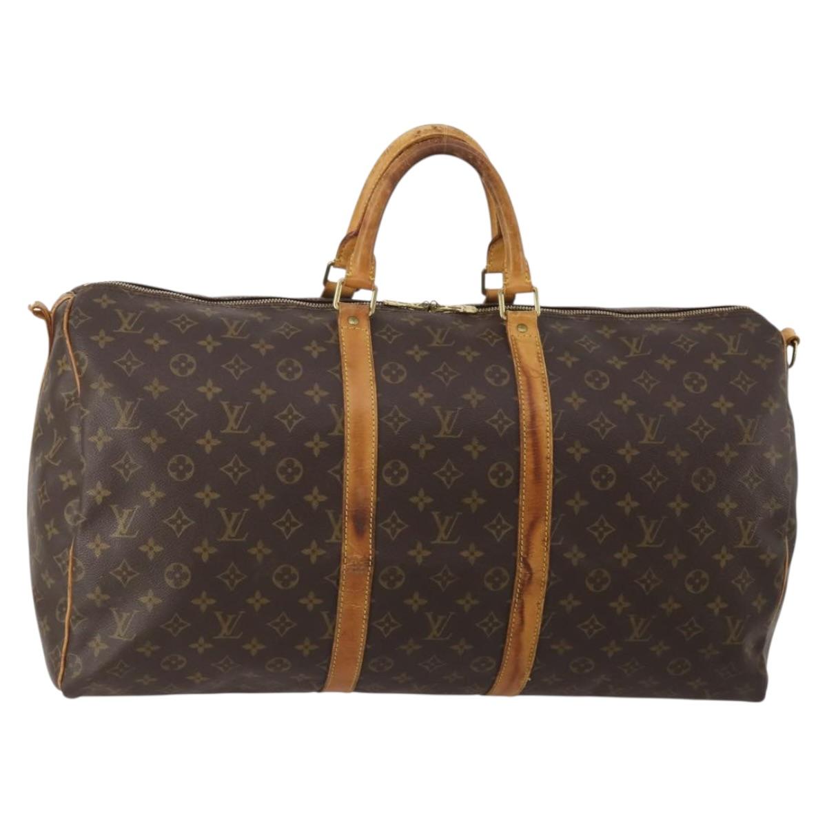 LOUIS VUITTON Monogram Keepall Bandouliere 55 Boston Bag M41414 LV Auth 202594