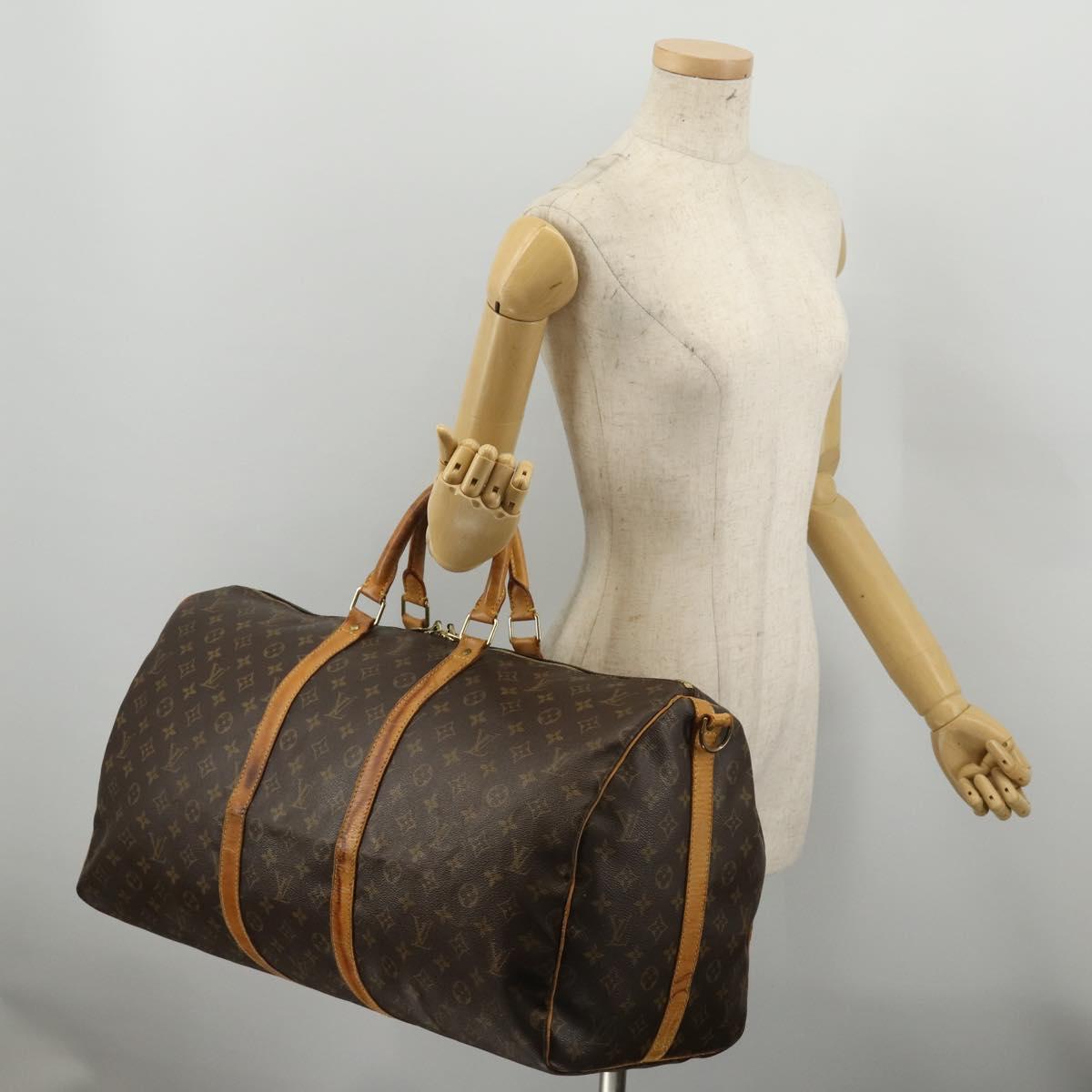 LOUIS VUITTON Monogram Keepall Bandouliere 55 Boston Bag M41414 LV Auth 202594