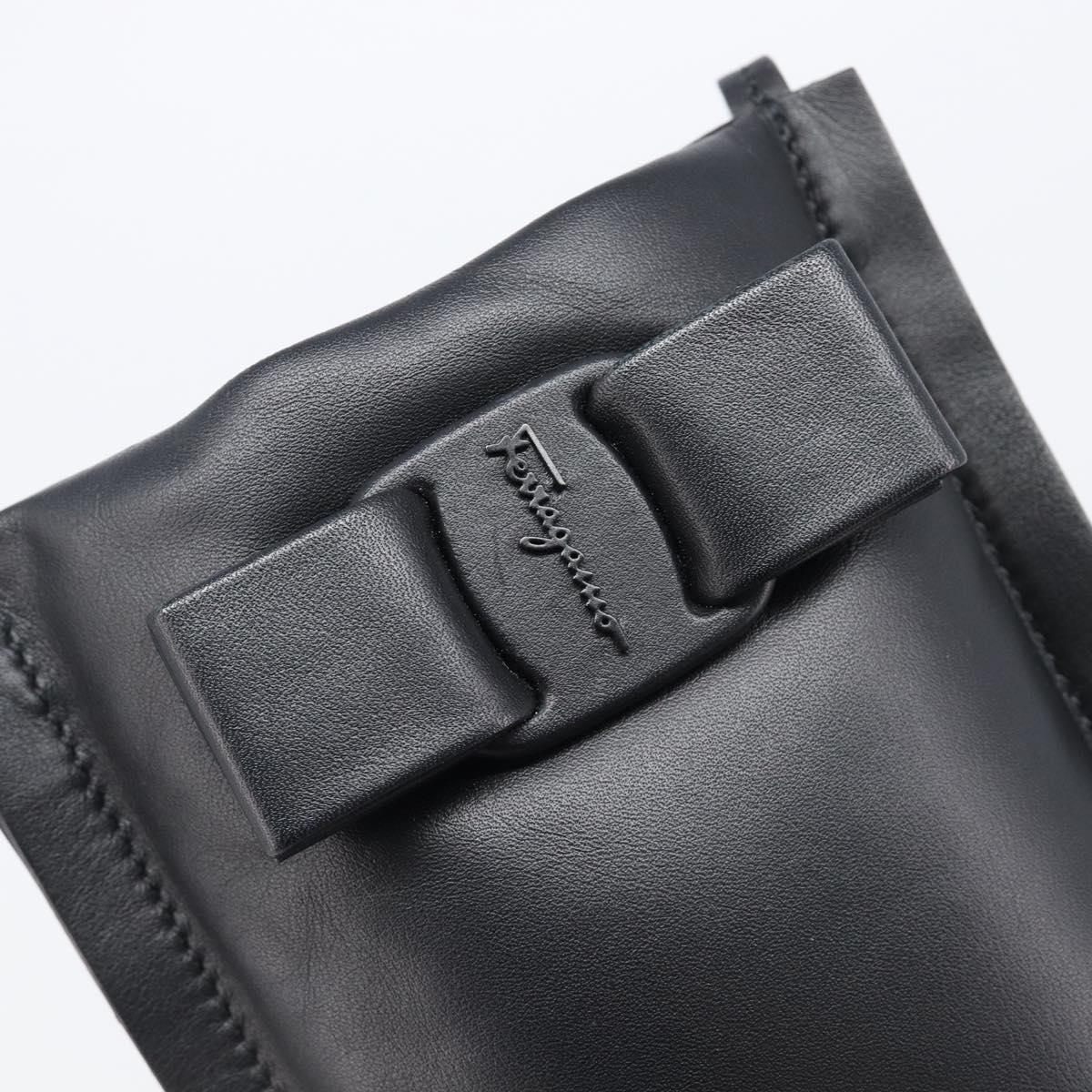 Salvatore Ferragamo Vala Shoulder Pouch Leather Black Auth 202598V