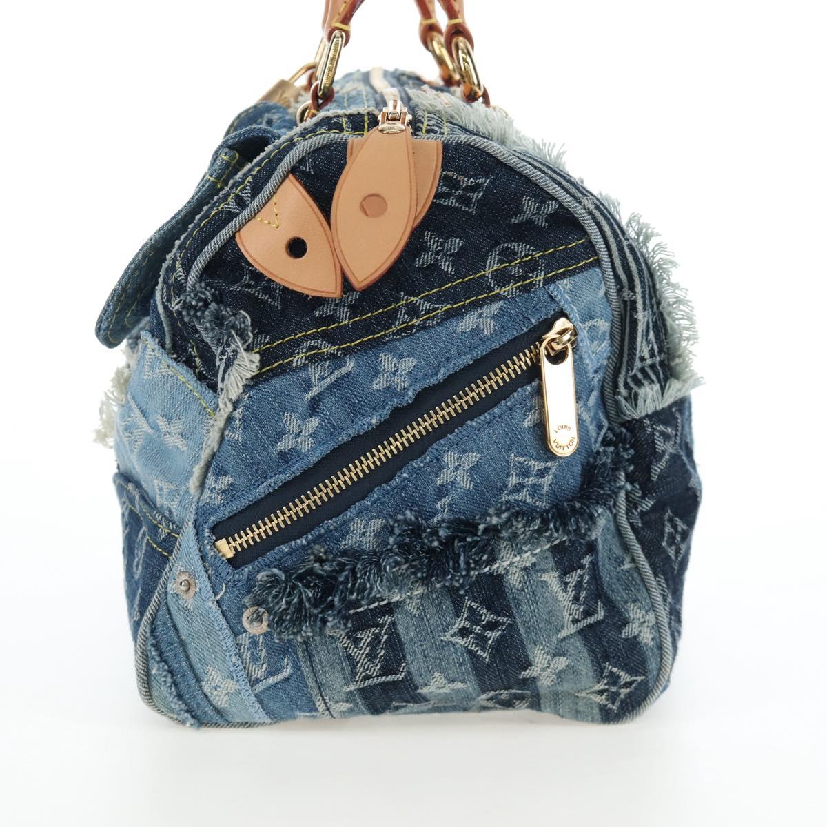LOUIS VUITTON Monogram Denim Patchwork Speedy 30 Bag Blue M95380 Auth 202605SM