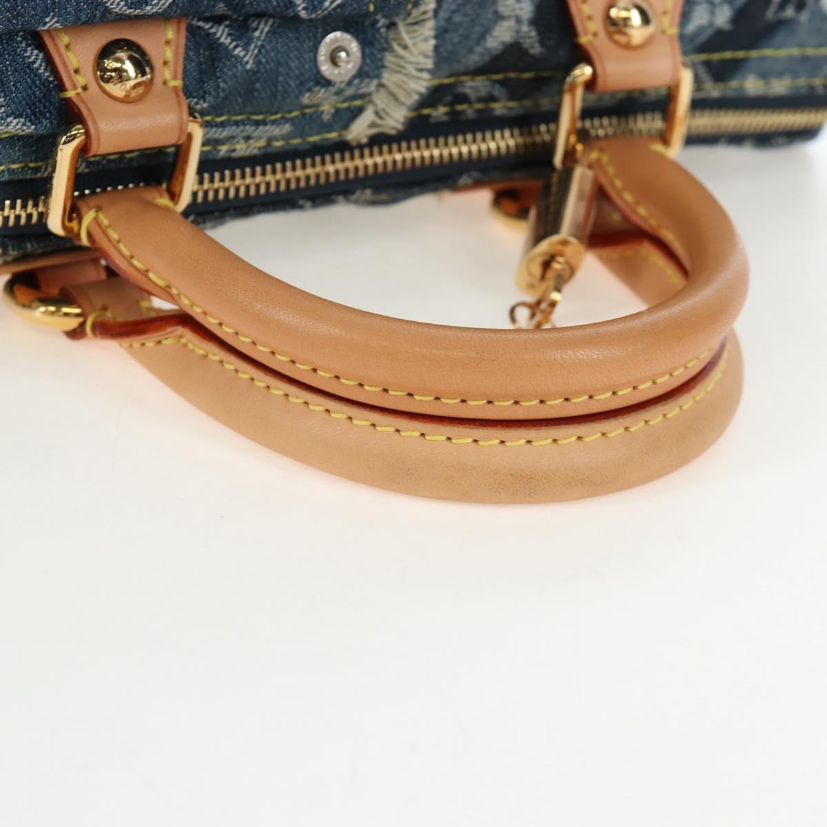 LOUIS VUITTON Monogram Denim Patchwork Speedy 30 Bag Blue M95380 Auth 202605SM