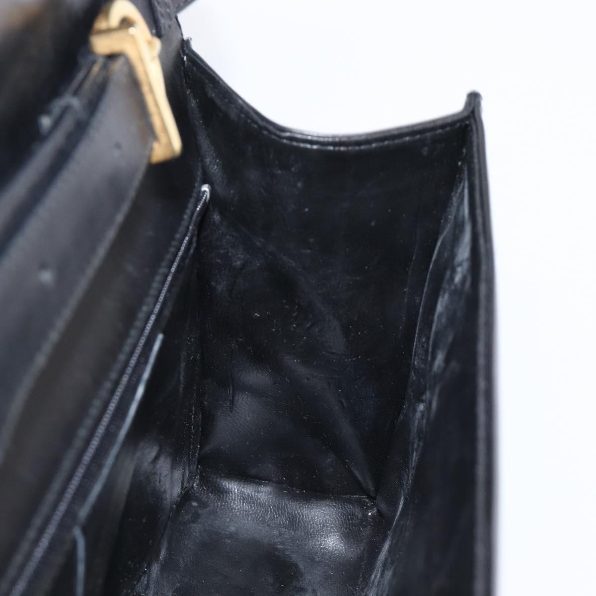 Salvatore Ferragamo Shoulder Bag Leather Black Gold Tone Auth 202612