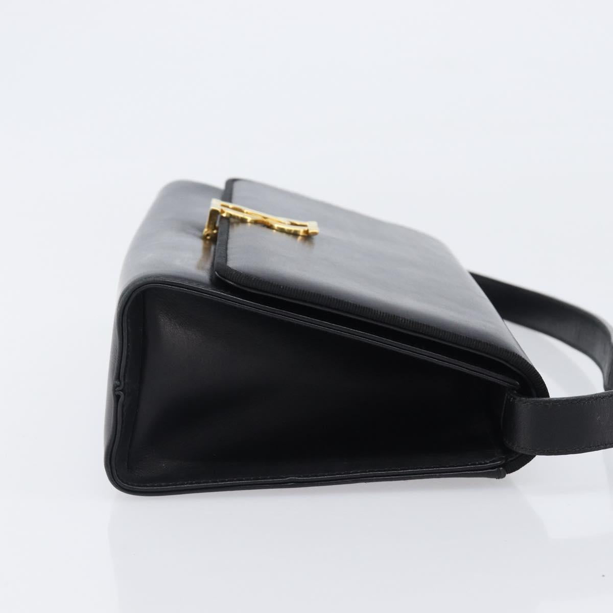 Salvatore Ferragamo Shoulder Bag Leather Black Gold Tone Auth 202612